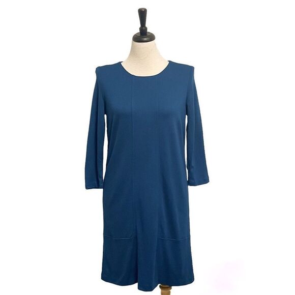 J Jill  Pure Jill Dark Blue Extra Soft Dress with Pockets size L - Picture 2 of 5